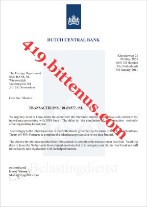 Dutch Central Bank Notification